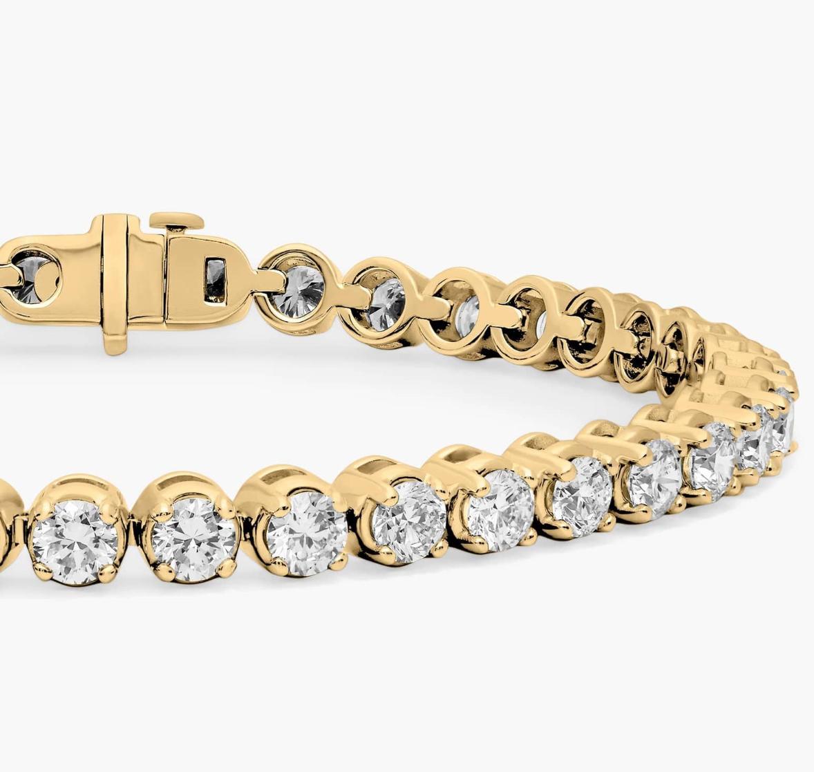" Four Prong Lab-Grown Diamond Tennis Bracelet In 14K Yellow Gold (1 Ct. Tw. - F-G / VS2-SI1)