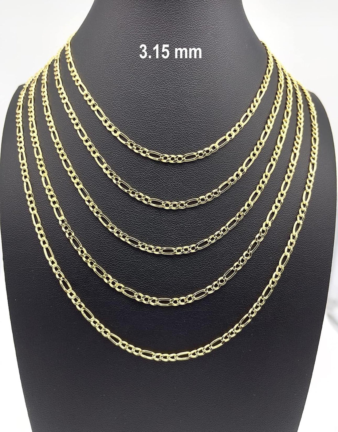 KT Gold Figaro Chain - 2mm 2.45mm 3.15mm 4.1mm 5.1mm 5.7mm Diamond Cut Cuban Link Figaro Necklace For Men - Yellow /White Gold Pendant Necklace For Women with Lobster Clasp 16" 18" 20" 22" 24" 26" 28"