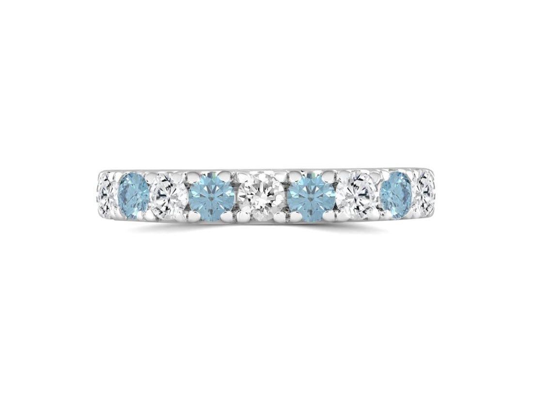 K WHITE GOLD 1.00CT BLUETOPEZ &amp; ROUND DIAMOND LADIES BAND
