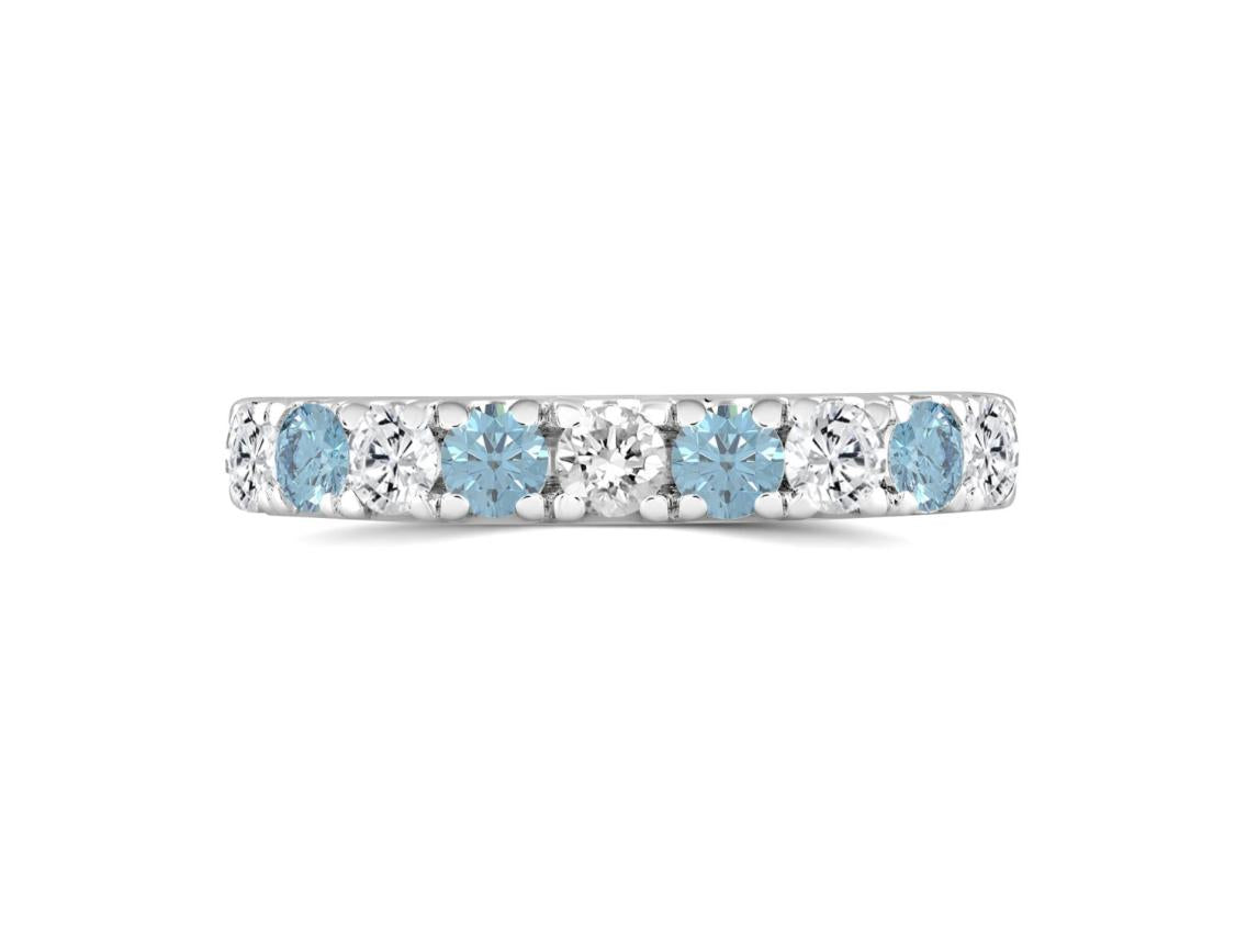 K WHITE GOLD 1.00CT BLUETOPEZ &amp; ROUND DIAMOND LADIES BAND