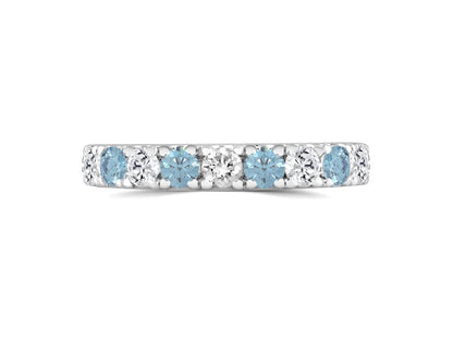 K WHITE GOLD 1.00CT BLUETOPEZ &amp; ROUND DIAMOND LADIES BAND