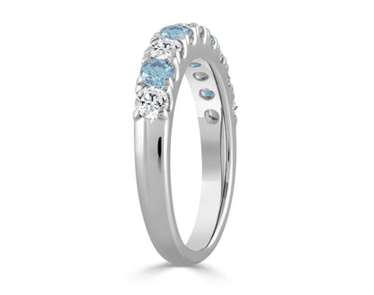 K WHITE GOLD 1.00CT BLUETOPEZ &amp; ROUND DIAMOND LADIES BAND