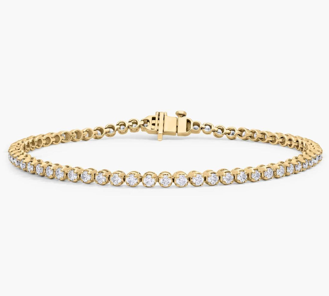 " Four Prong Lab-Grown Diamond Tennis Bracelet In 14K Yellow Gold (2Ct. Tw. - F-G / VS2-SI1)