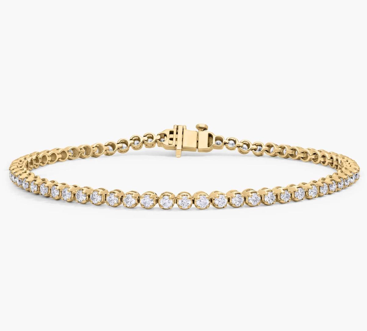 " Four Prong Lab-Grown Diamond Tennis Bracelet In 14K Yellow Gold (1 Ct. Tw. - F-G / VS2-SI1)