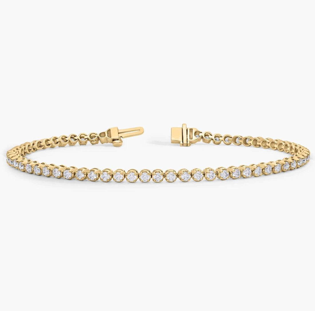 " Four Prong Lab-Grown Diamond Tennis Bracelet In 14K Yellow Gold (3 Ct. Tw. - F-G / VS2-SI1)