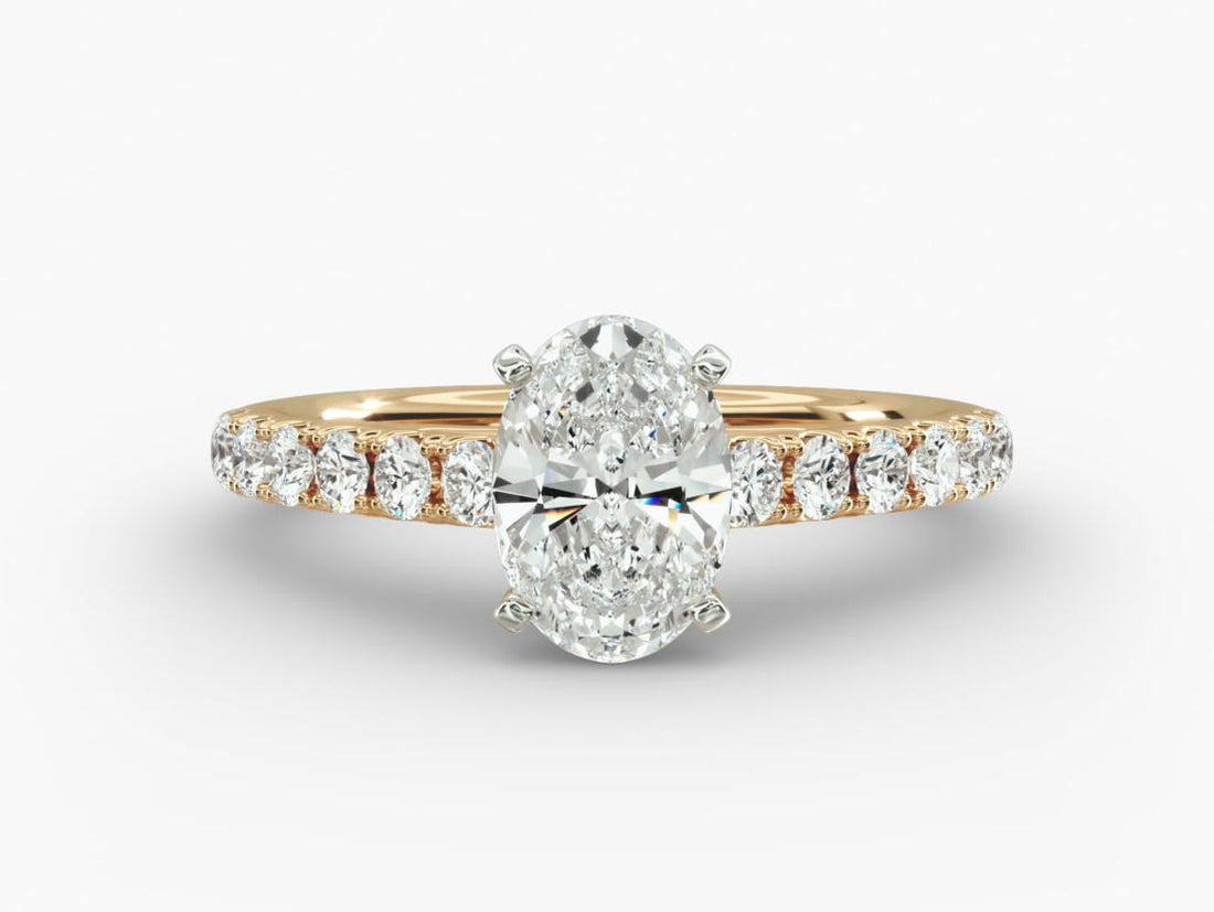 Diamond Engagement Ring In Oval shape 14KT Yellow Gold (1/2 Ct. Tw.)