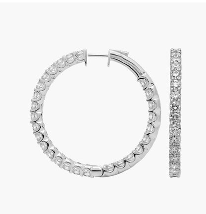 Diamond Inside Out Hoop Earrings In 14kt White Gold (2.00 Ct. Tw.)- G/SI