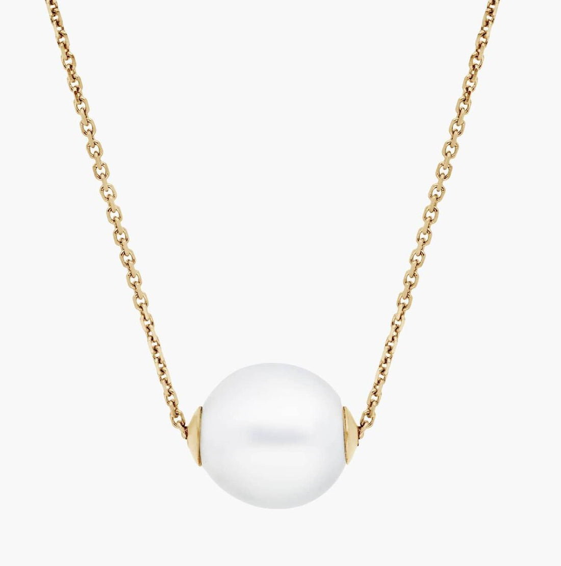 Single South Sea Pearl Station Pendant In 14K Yellow Gold (9-10 Mm)